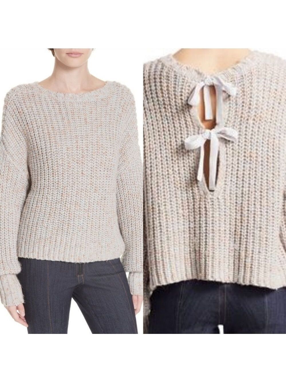 Nwt CINQ A SEPT Size Large Cierra Tie Back Sweater in Glacier Blue $395